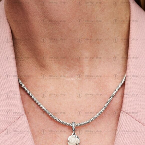 Pandora White Rose in Bloom Double Dangle Charm - Picture 2 of 2